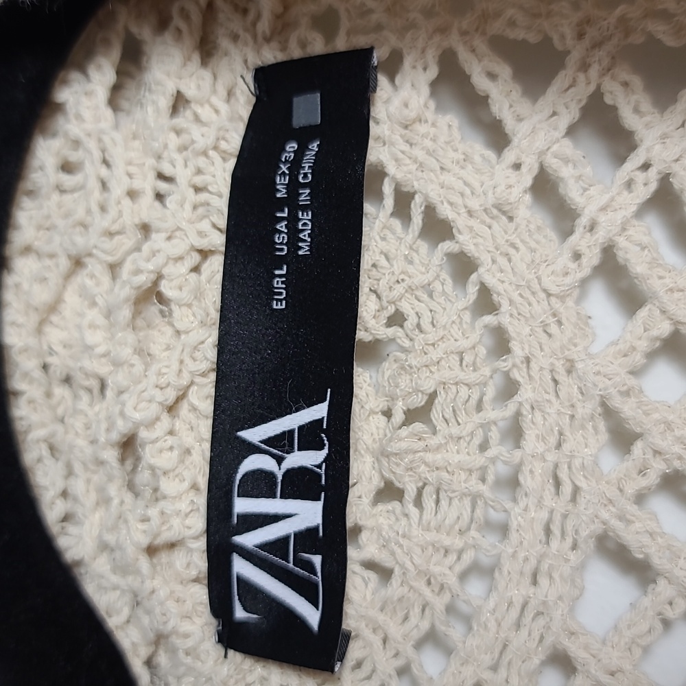ZARA Open Crochet Cream Button Up Cardigan Shacket Coat Size Large - Picture 6 of 15